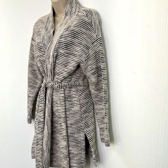 Loft - Black And White Bouche Long Sleeve Cardigan Sweater With Tie Size Medium - Picture 5 of 10